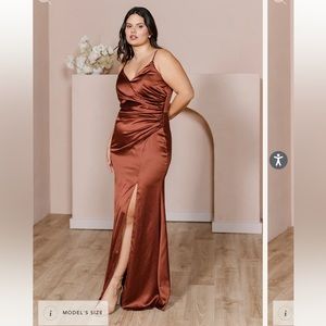 Revelry Rory Satin Dress - Cinnamon Rose